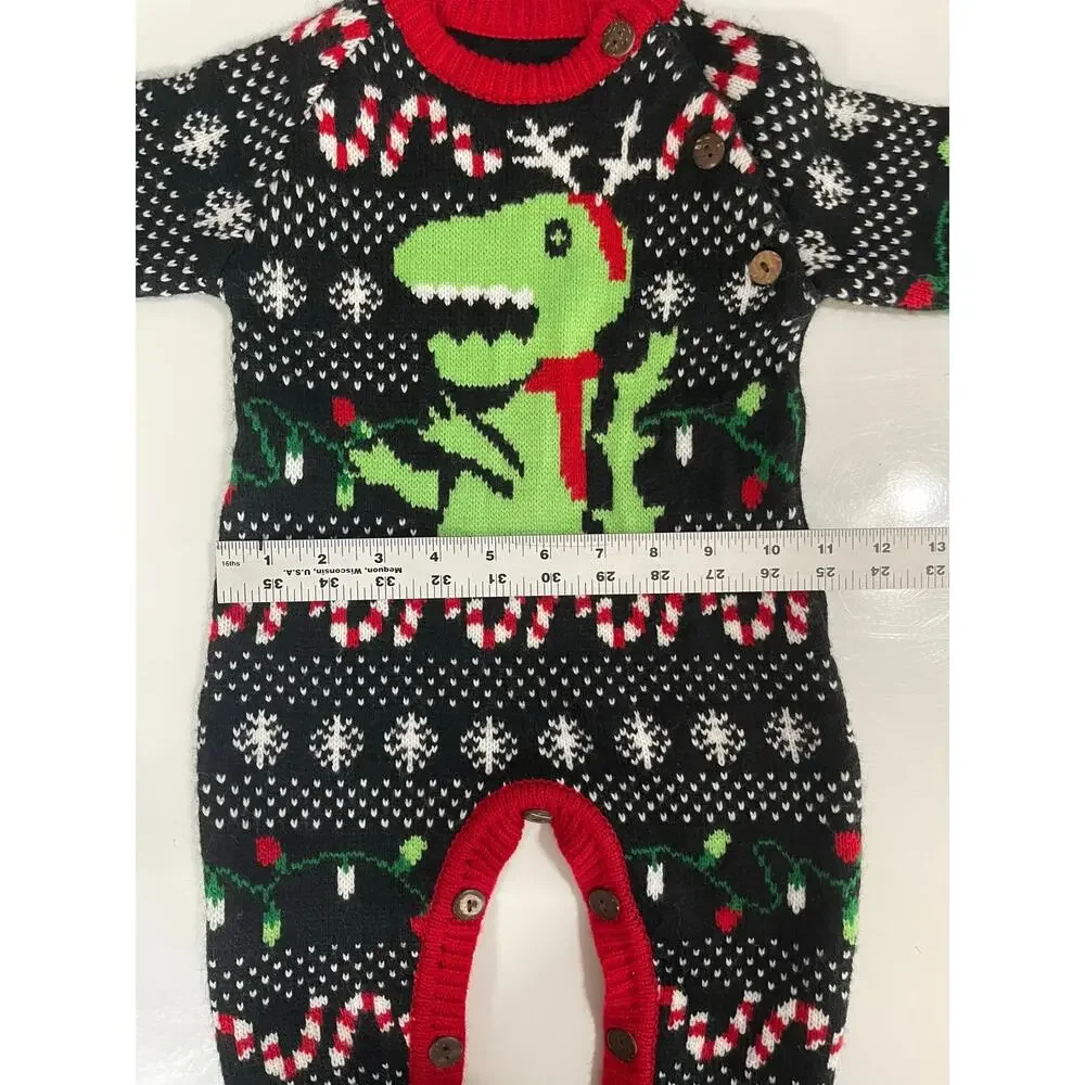 Ugly Christmas‎ sweater Baby Dinosaur onesie 6 Months adorable